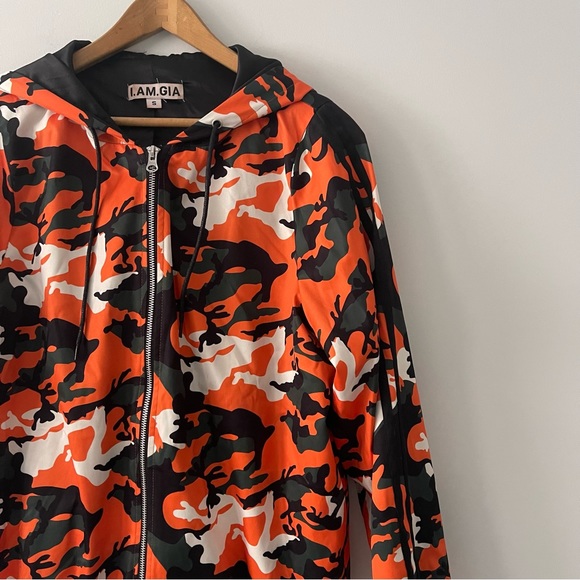 I.AM.GIA Tiger Mist Daytona Orange Black Camo Jacket Size Small - Picture 2 of 10